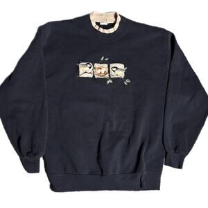Vintage 90s embroidered birds in a nest crewneck (medium)